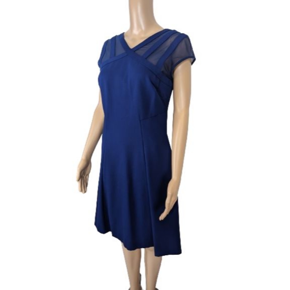 Catherine Malandrino Blue Mesh Detail Dress 8 - Picture 4 of 8